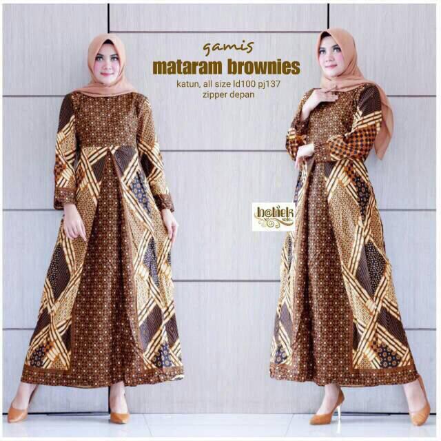 Klasik Gamis Mataram Brownies Batik Gamis Cantik Modern Seragam Modis Muslim Pesta Batik Solo
