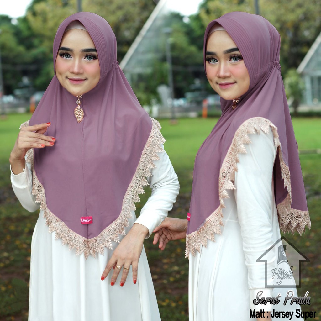 GROSIR Jilbab Instan Serut Prada Hijab Bergo Renda Import Terbaru dan Termurah RUMAH HIJA'B-4