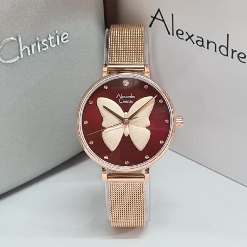 Jam alexandre Christie Wanita Ori AC 2850 Butterfly AC2850 Tali Pasir Alexander Original