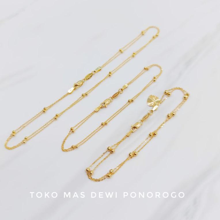 FWI GELANG TANGAN & KAKI JEDAR 2 LAYER Emas Asli Kadar 8K/375% Yellow Gold✭ (Kirim Sekarang)Ready st
