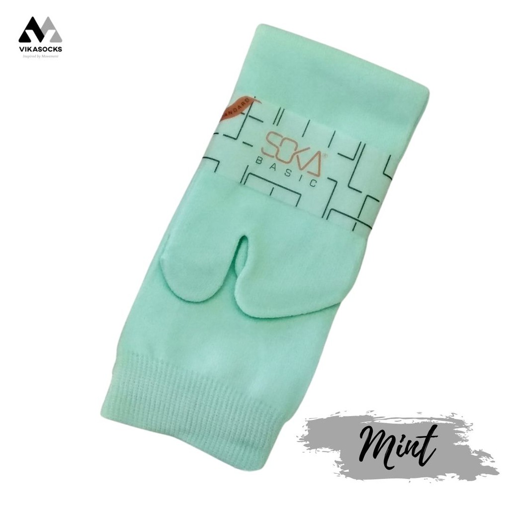 Kaos Kaki Soka Jempol Basic Wanita Hijab Muslimah Size M Pendek Warna Polos-M-Mint|HijauMuda