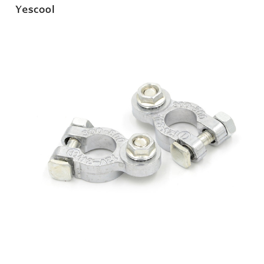 Yescool 2Pcs / Set Klem Konektor Terminal Baterai Positif Negatif Lapis Zinc Untuk Mobil