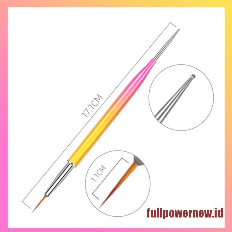 5pcs / Set Pen Brush Liner Dotting Kepala Ganda Untuk Menggambar Ukiran Lukisan Kuku