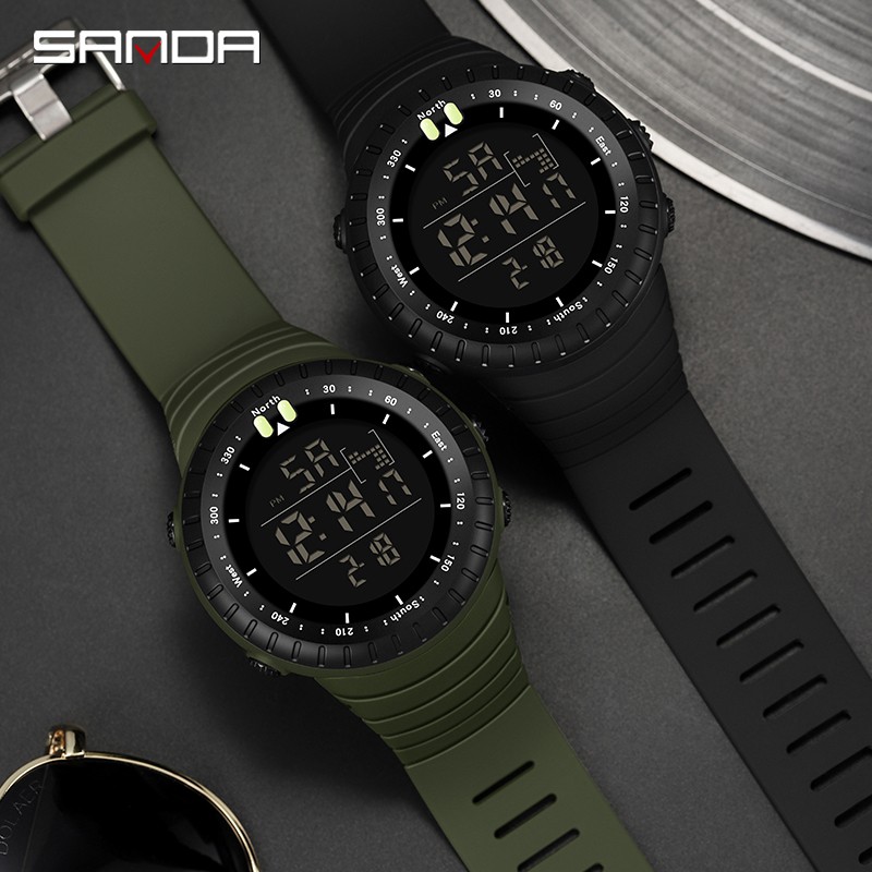 SANDA 6071 Jam Tangan Pria Digital Tali Rubber Chronograph Anti Air WATCHKITE WKOS