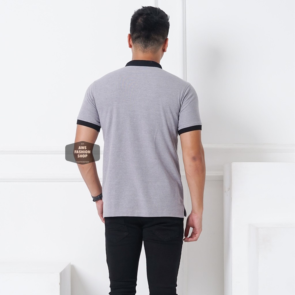Kaos Polo Pria Polo Shirt Kerah Shanghai Polos Abu Muda BIG SIZE JUMBO XXL / 3XL 819-EightNineTeen