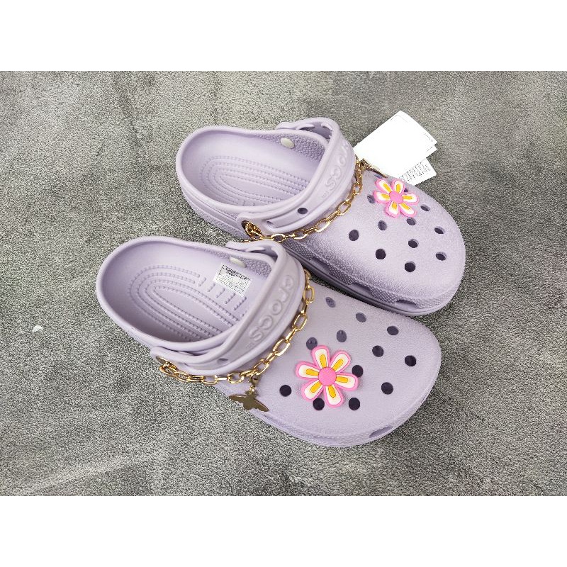 Crocs For Yang Mi Collaboration Chain Classic Clog Sandal Sendal Wanita Rantai