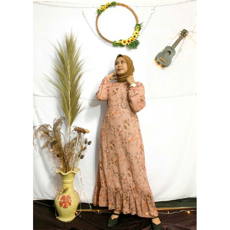 Gamis Ceruti motif bunga