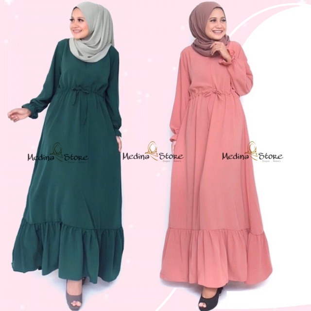 Gamis Wolfis Woolpeach wolpis Gamis Umbrella polos Lengan Renda Rempel Bawah