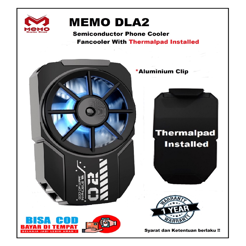 Original MEMO DLA2 Razier RGB Semiconductor Pendingin HP Coolingfan Gaming Mobile Phone Cooler