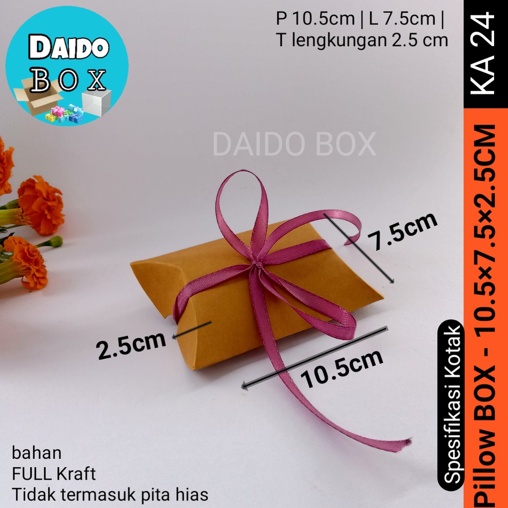 

ISI 36 BIJI Pillow Box Kraft Kecil Ka28 | Kotak Kado Kardus Dus Souvenir Aksesoris - Kraft Tua