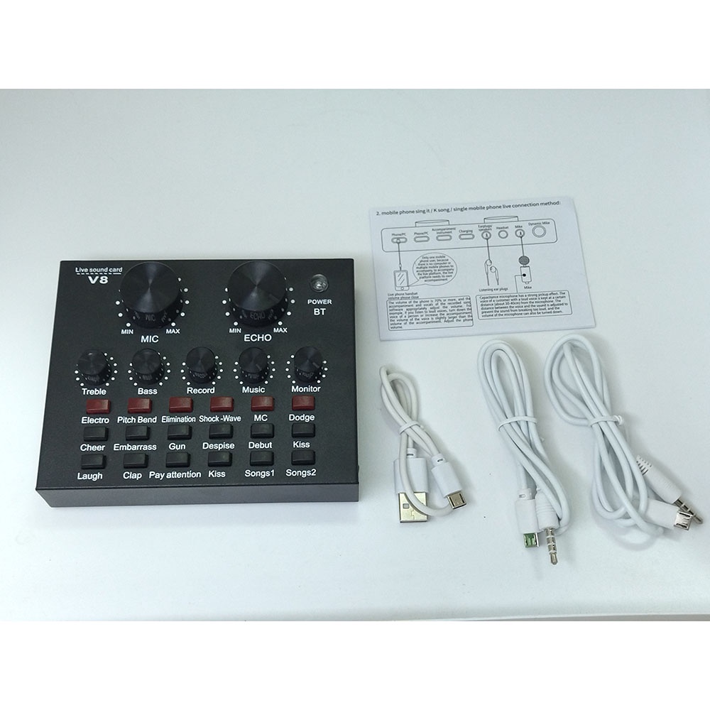 TS soundcard external recording live broadcast Rekaman external sound card audio podcast karaoke smule mixer pro mikrofon usb bluetooth Plus original dinamic mic rekaman studio condensor condenser kondensor v8 Live Broadcast Micropho orri