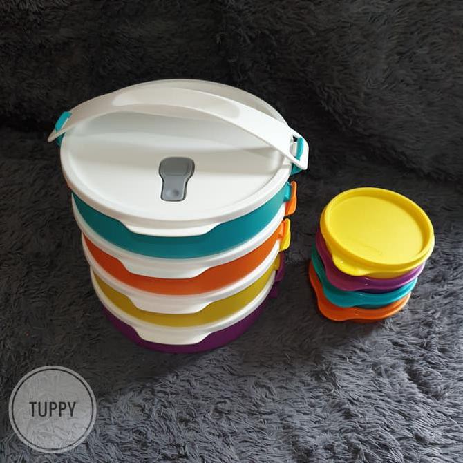 PROMO TUPPERWARE RANTANG SUSUN CLICK TO GO ROUND REHEATABLE (4) PLUS FREE