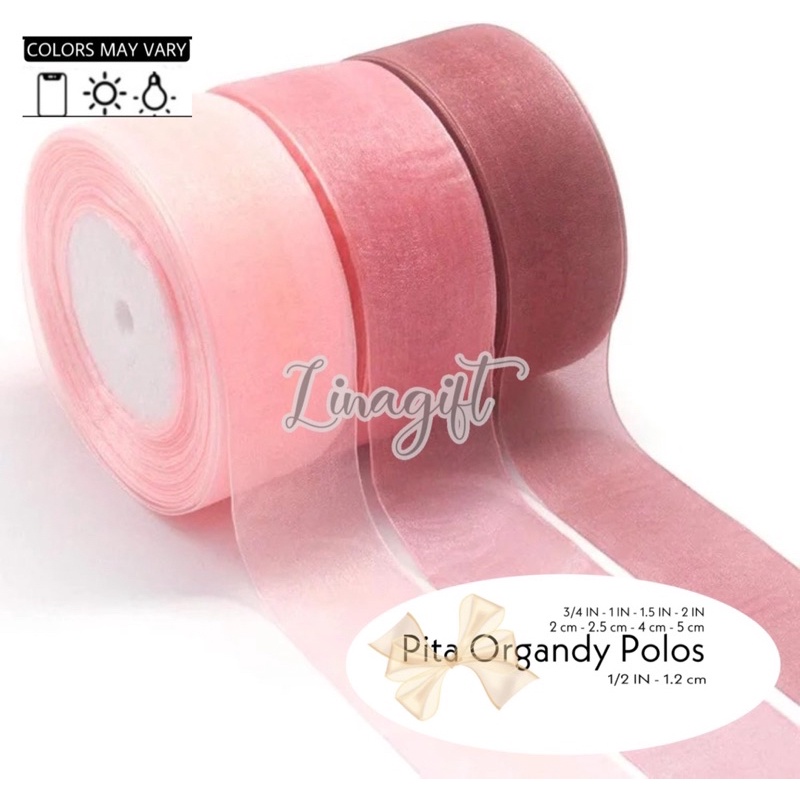 ( 3 Meter ) PITA ORGANDY POLOS 2 IN ( 5 CM ) - GIFT RIBBON 2 INCH PITA ORGANDI / ORGANZA RIBBON /  KAIN / HIASAN PARCEL / KADO / HAMPERS