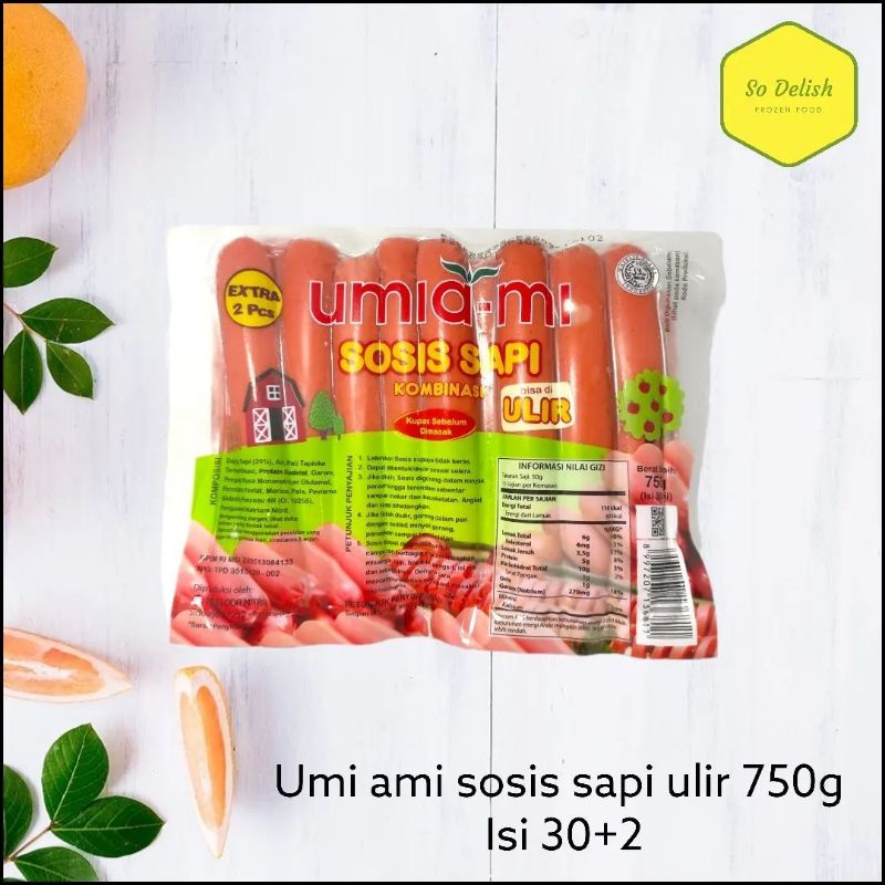 

umi ami sosis sapi ulir 750g 30 pcs