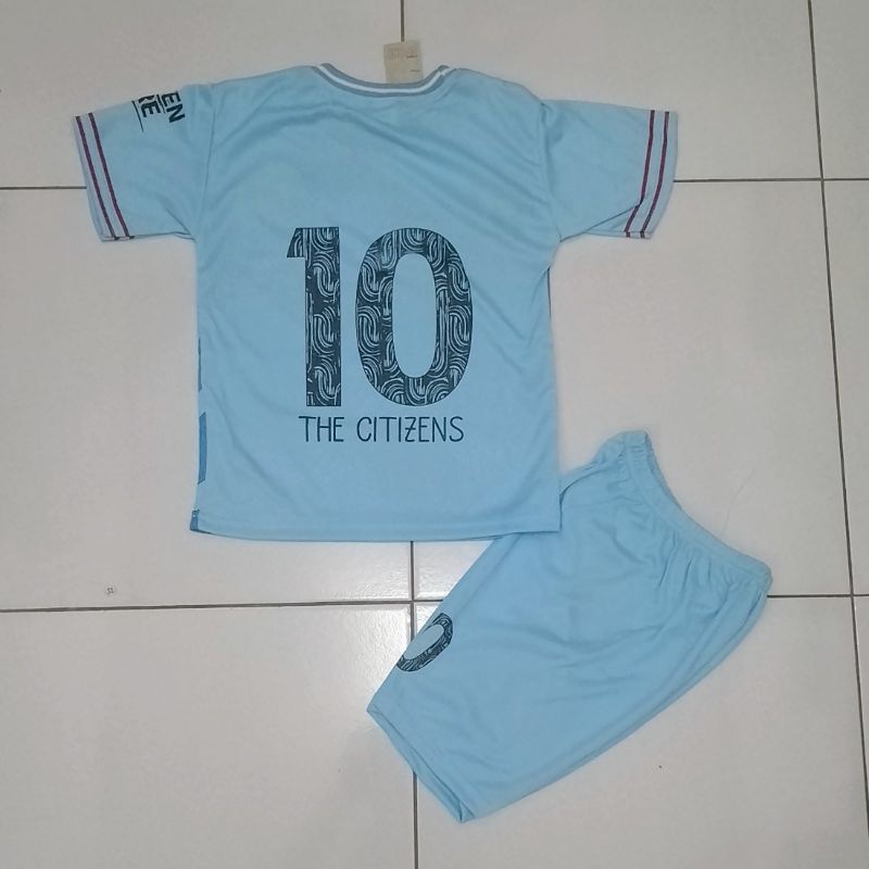 SETELAN BAJU JERSEY BOLA BAJU MAN CITY TERBARU PAKAIAN OLAHRAGA ANAK LAKI LAKI