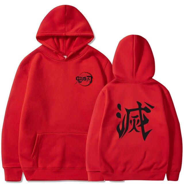 Sweater Anime DEMON SLAYER Oblong / Hoodie DESTROY KANJI SIMBOL Jumper Pria Wanita Size S M L XL XXL XXXL