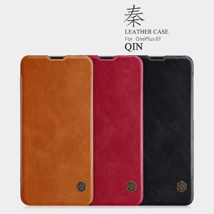 Flip Cover Oneplus 6T Nillkin Qin Leather Flip Hard Case Original
