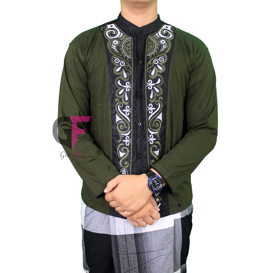 GIOFLO Kemeja Etnic Muslim Modern Pria Green / KKL 58