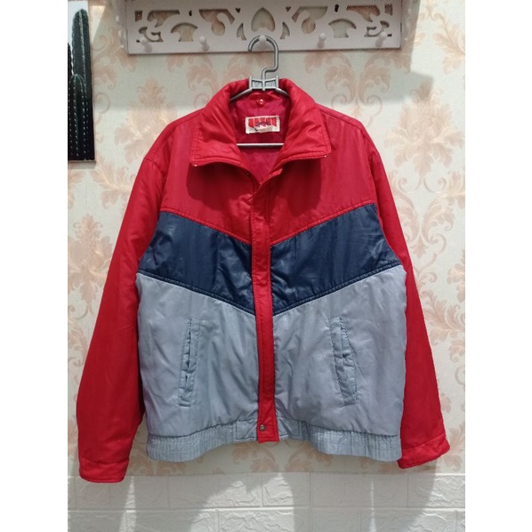 jaket color block bomber vintage cowok cewek original second preloved bekas
