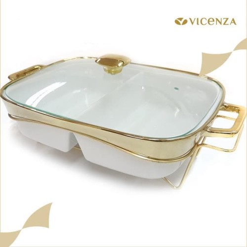 DOUBEL FOOD WARMER B762 Vicenza/mangkok sayur/mangkok 2in1/mangkok lauk/mangkok vicenza/prasmanan/pr