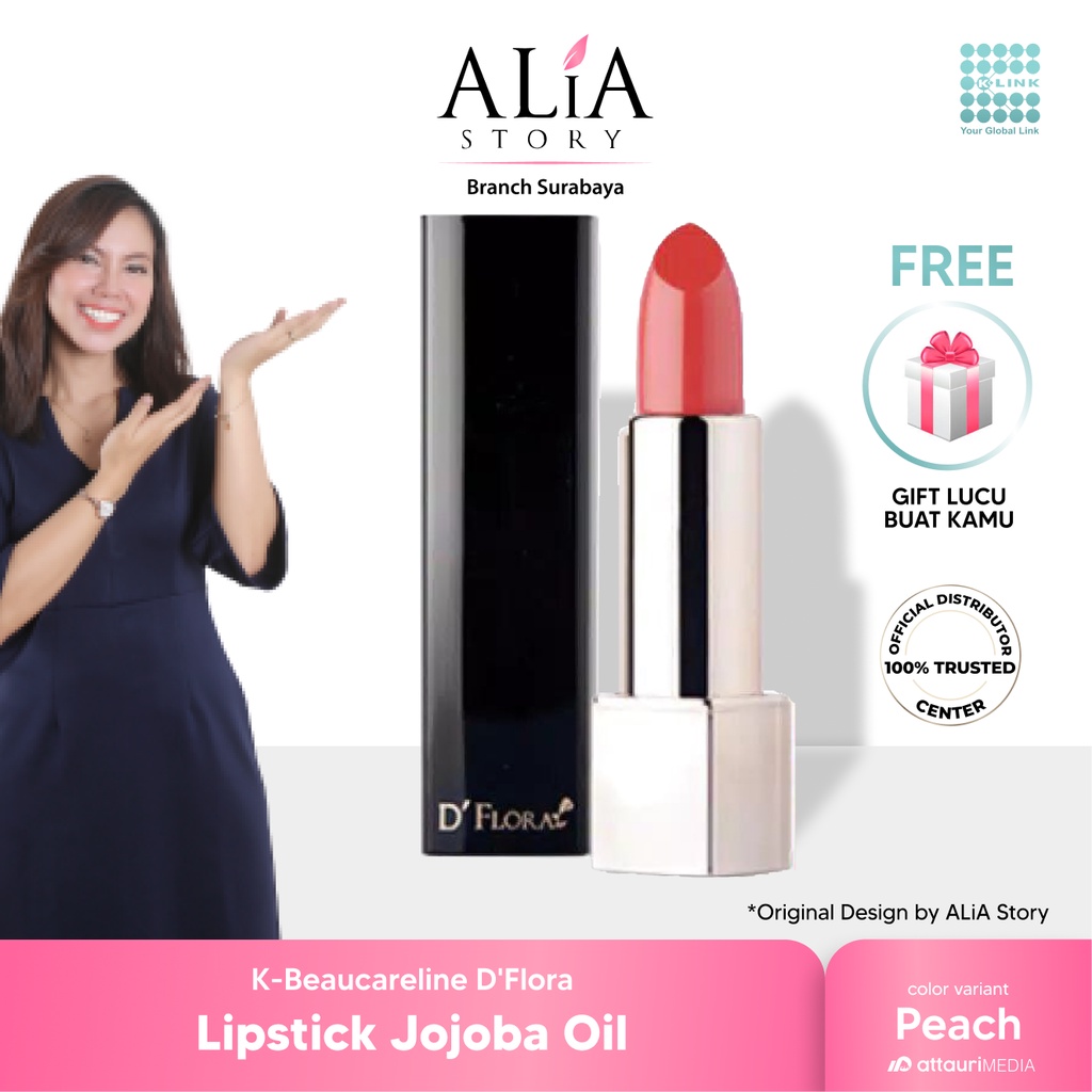 BeauCareline D'Flora Lipstick Jojoba Oil Kolagen Vitamin E Antioksidan Halal BPOM ALiA Story Surabay