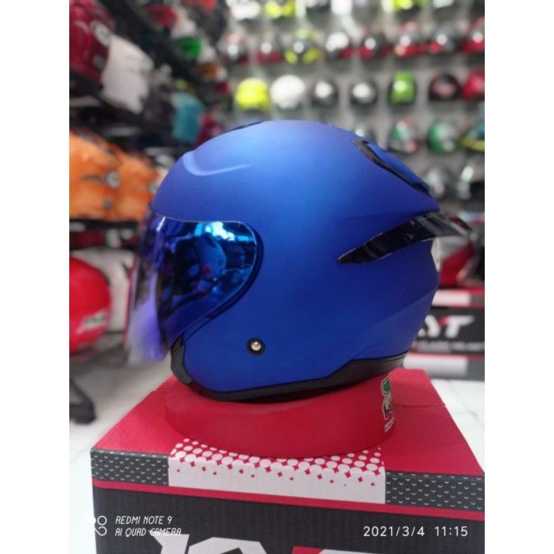 KYT KYOTO SOLID BLUE + VISOR VENOM BLUE + SPOILER/PAKET GANTENG