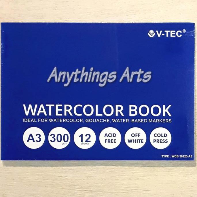 

Sale V-Tec Watercolor Book A3 300Gsm 12Sheets Bagus