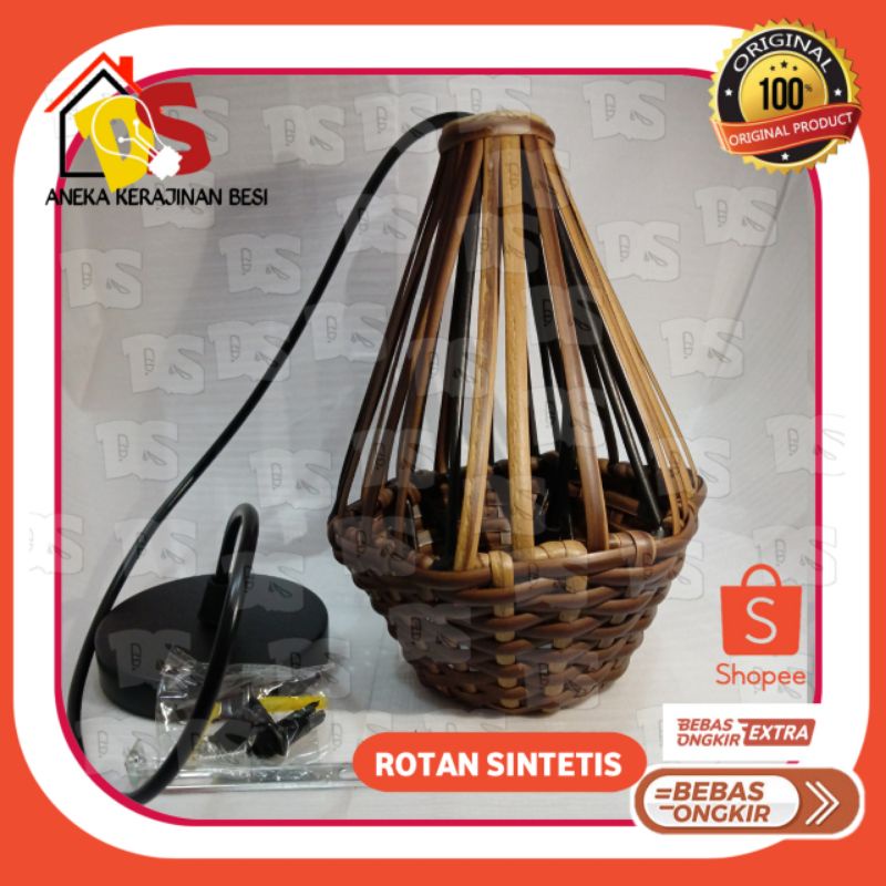 Kap Lampu Gantung Rotan Sintetis Diamond Dekorasi Pernikahan