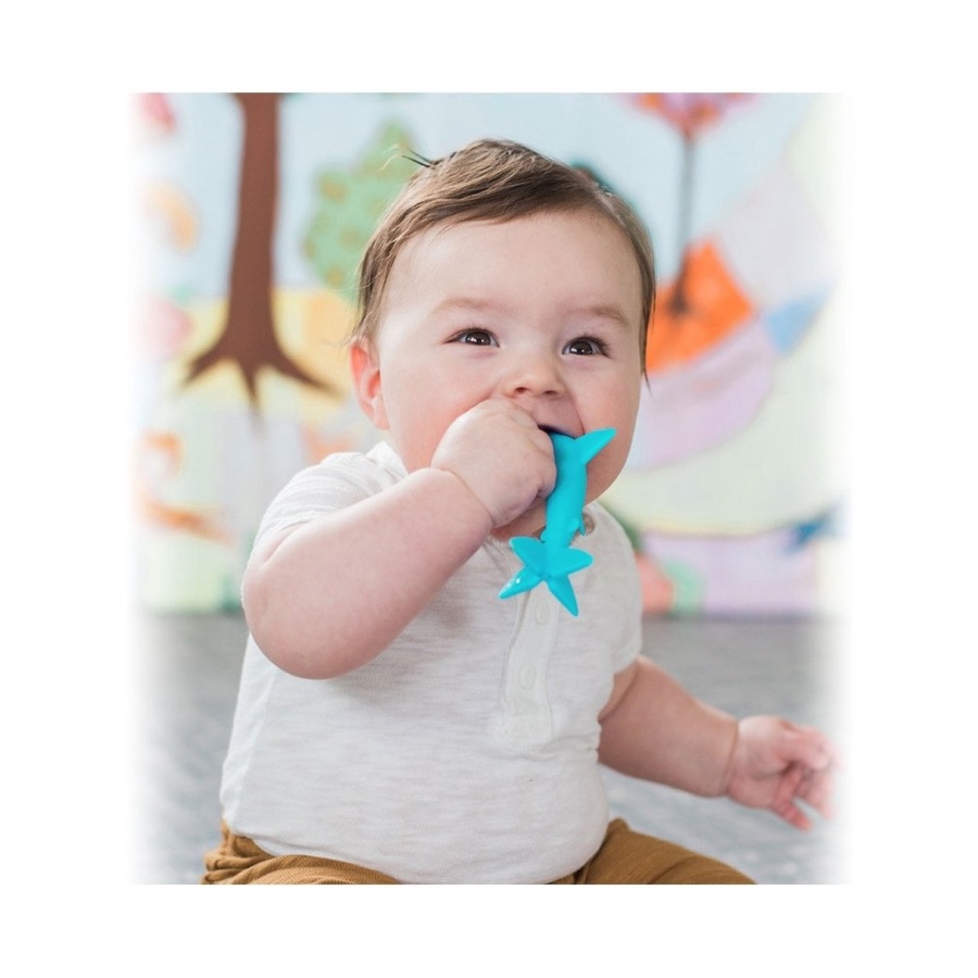 Nuby Lil Baby Shark Sensory Toy Teether Mainan Gigitan Bayi WHS