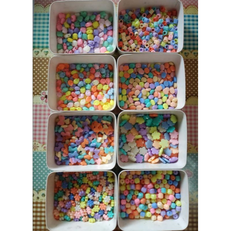 Manik mote meronce kalung gelang warna pastel 25 gr/50 gr