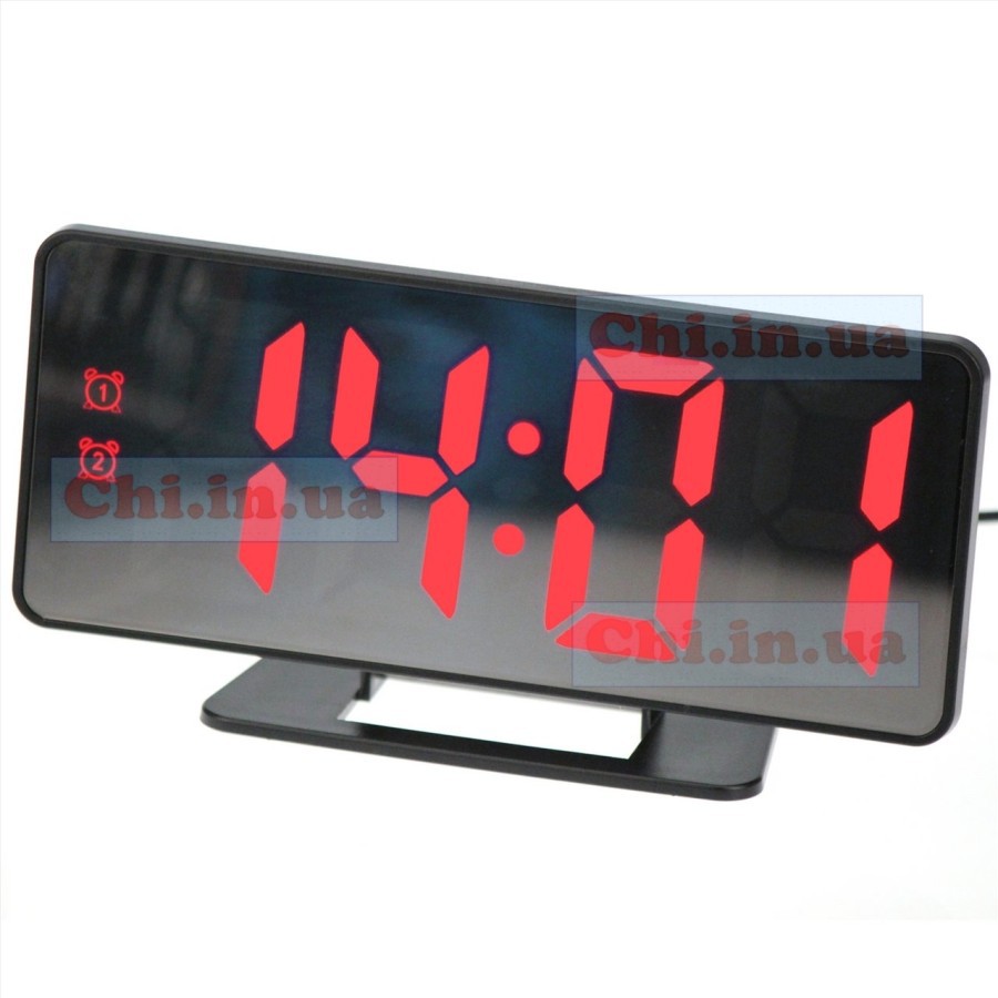 Jam Meja Digital Led Weker Alarm Clock Mirror VST-888 Merah