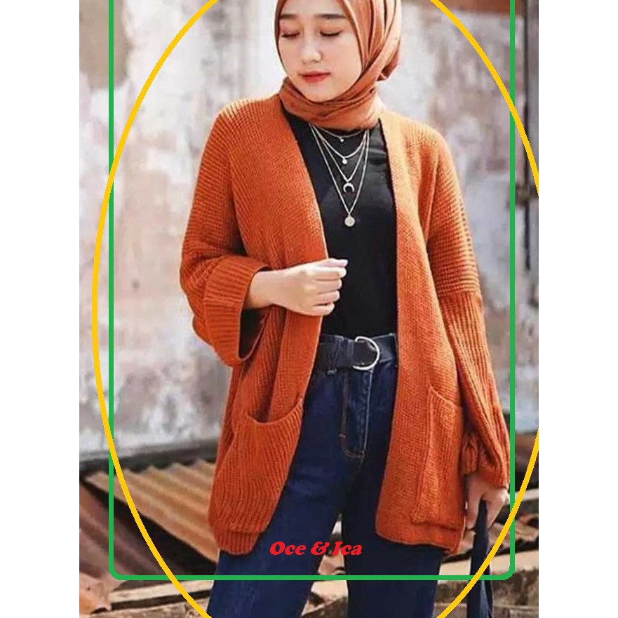 OVERSIZE LAVELLA CARDIGAN  RAJUT  TEBAL KNITWEAR WANITA 