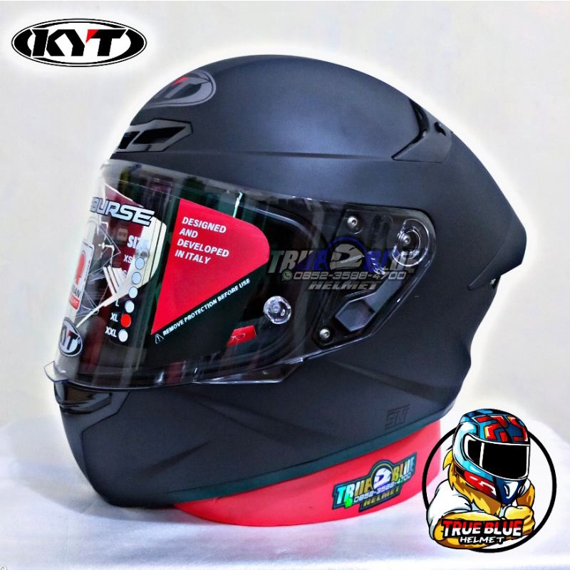 Helm KYT TT Course / KYT TTC Original (Ongkir Termurah 2Kg)-Black Dop