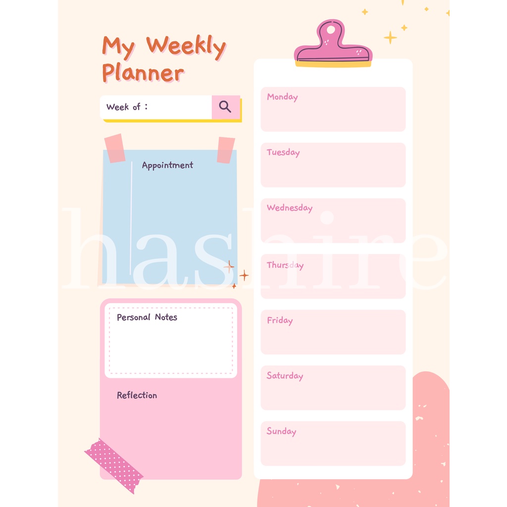 [HASHIRE] 50+ tema/ Weekly Planner A5 BOOK PAPER Perencanaan Harian Study Journal Study Planner Notes List To Do/ PART 2