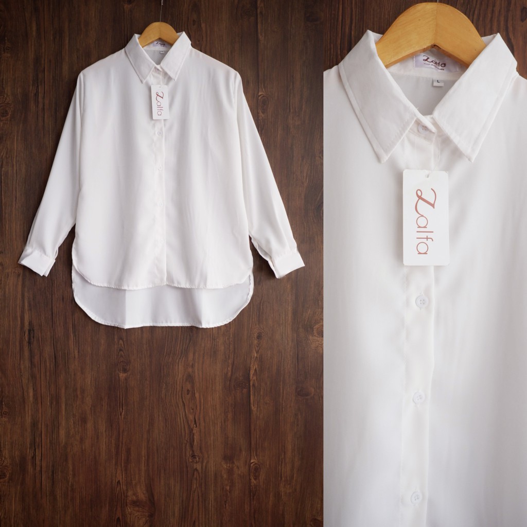 KEMEJA WANITA BASIC by ZALFA-White