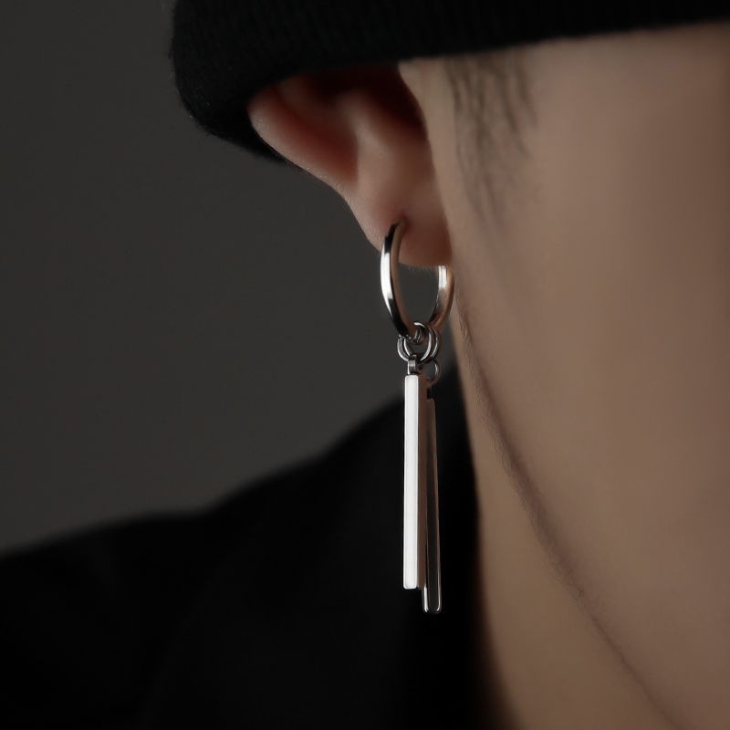 Anting Panjang Bahan Stainless Steel Gaya Hip Hop Untuk Pria Dan Wanita