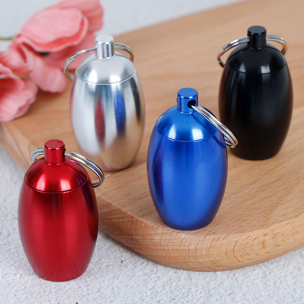 Agustina Aluminium Pill Box Travel Tahan Air Kotak Penyimpanan Pil Wadah Tablet Perawatan Sehat Kotak Penyumbat Telinga Gantungan Kunci