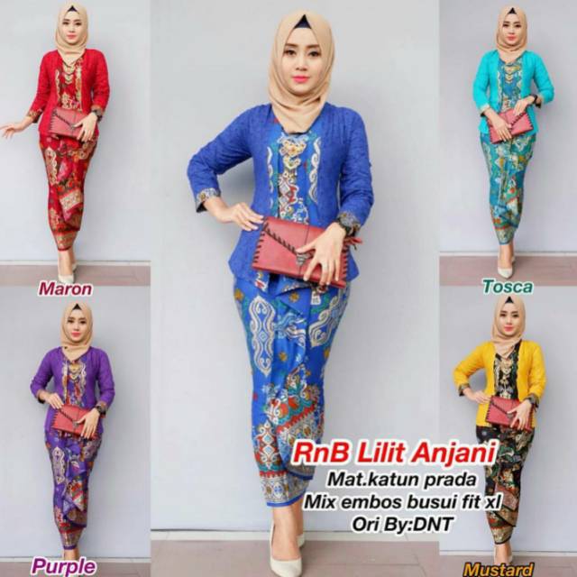 RnB Lilit Anjani Setelan Kebaya Batik Baju Pesta Muslim Hijab Seragam Fashion Wanita Modis Trend