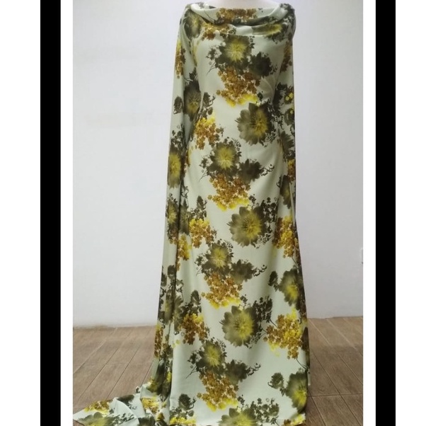 Bahan Kain Adem Nyaman / Maxmara Print / Motif Bunga 58" / Putih