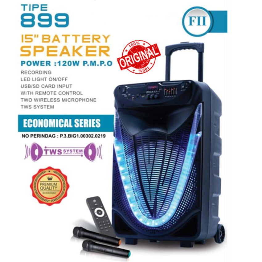 SPEAKER BLUETOOTH WIRELESS NOISE 15 INCH 899 F2