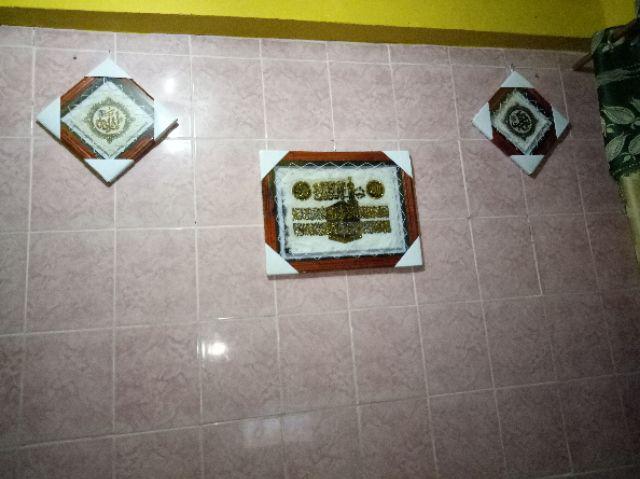 Kaligrafi 3 Pcs Kulit Kambing Asli Murah Berkualitas Allah Muhammad Kabah Besar
