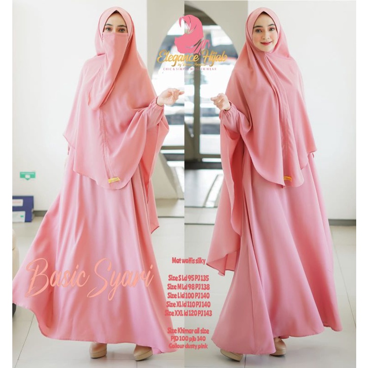 Gamis Cadar - Gamis syari set khimar plus cadar - Gamis Basic syari polos ori Elegance Hijab