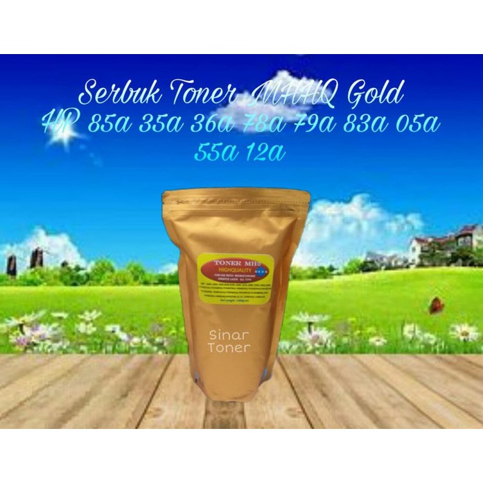 Serbuk Toner MHHQ Gold HP 85A CE285A 35A 36A 85A 12A 17A 26A 29A 30A 83A 78A 76A 79A 11A 05A 55A 53A 48A 49A 64A 51A 16A 55A 80A 81A  87A 45A 90A 93A 92A P1102w M1132 1010 1020 P1005 M1536 1kg
