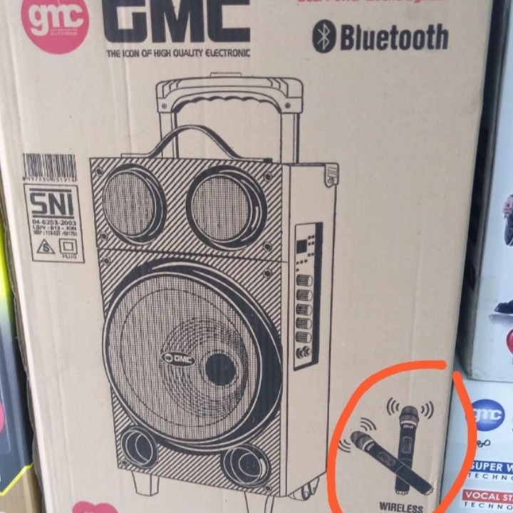 Speaker Aktif Portable GMC 897L Bluetooth Karaoke Super Bass 2 Mic Wireless Origina