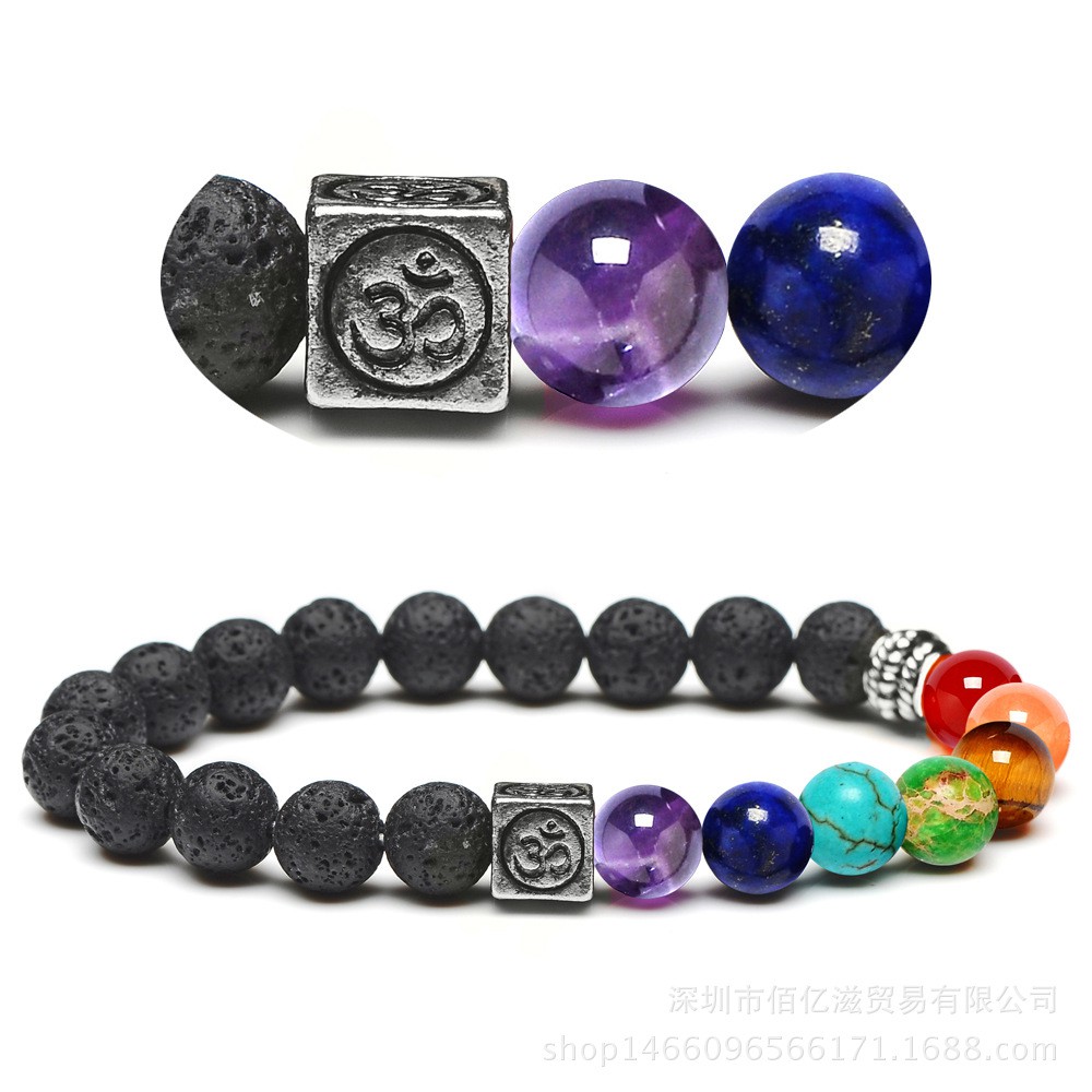 Gelang Batu Alam Energi 7 Manik-Manik Chakra Style Ohm