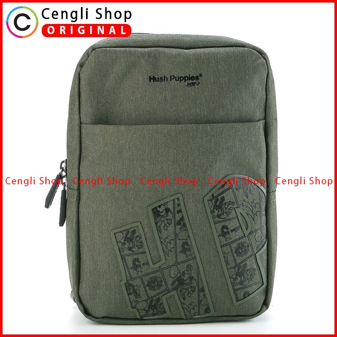 TAS SELEMPANG DADA/BADAN PRIA HUSH PUPPIES SLING CHEST/BODY BAG ORIGINAL HIJAU GREEN HM046