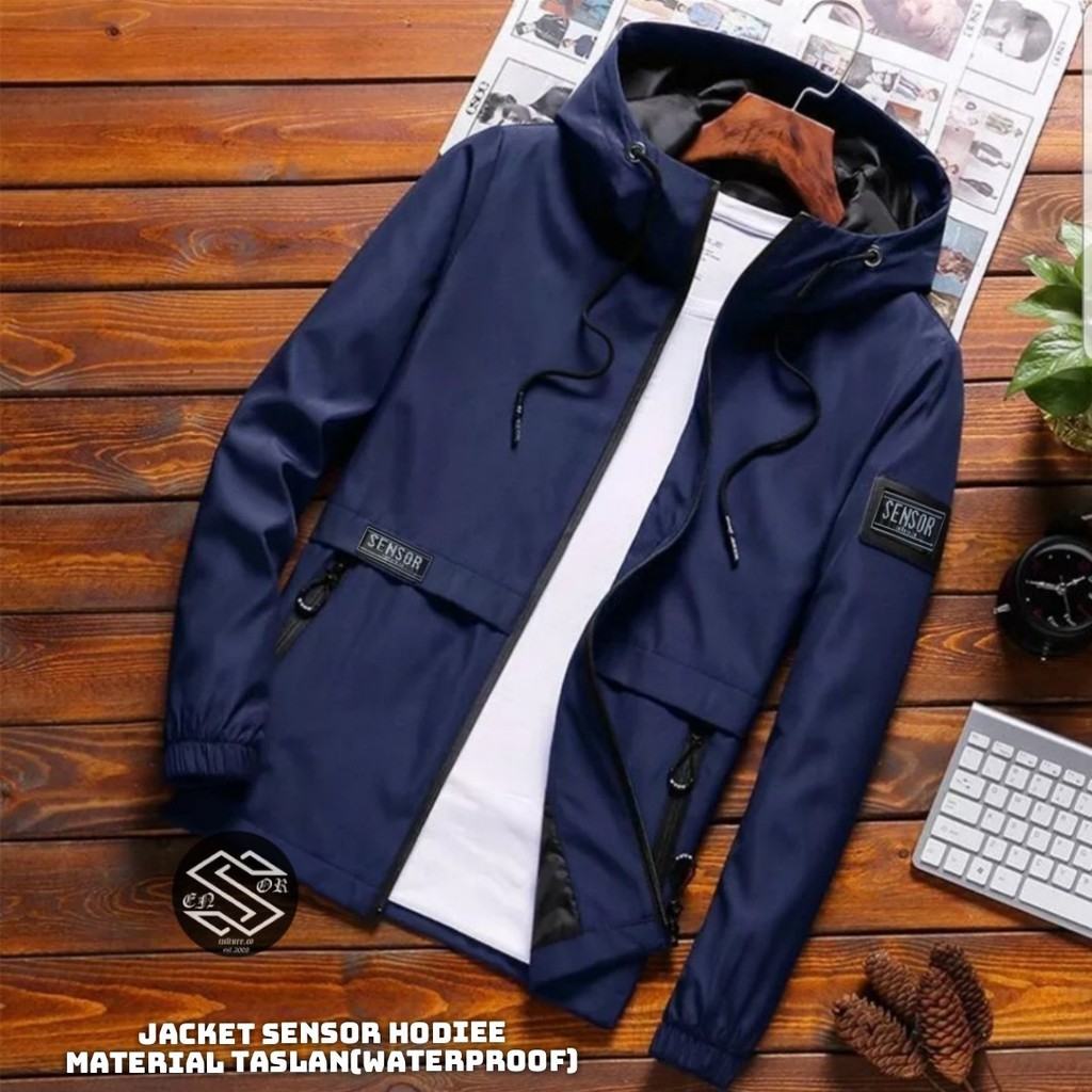 (BAYAR DI TEMPAT/COD) JAKET BOMBER POLOS HOODIE PRIA TERBARU WATERPROOf ANTI AIR