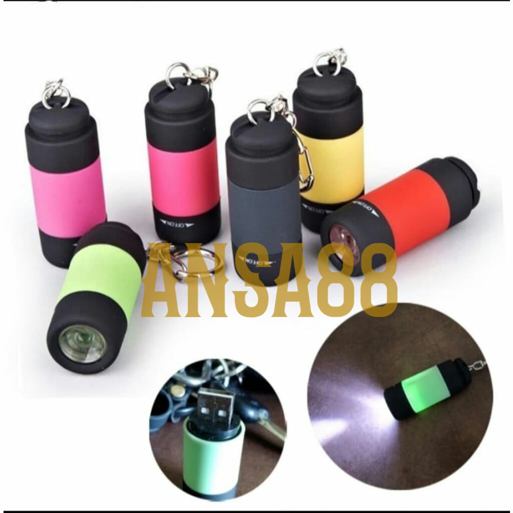 Mini torch senter cas mini USB gantungan kunci senter led cas mini senter kecil terang