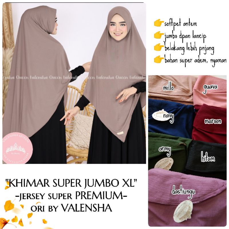 JILBAB/KHIMAR SUPER JUMBO XXL ori by Valensha bahan jersey super premium