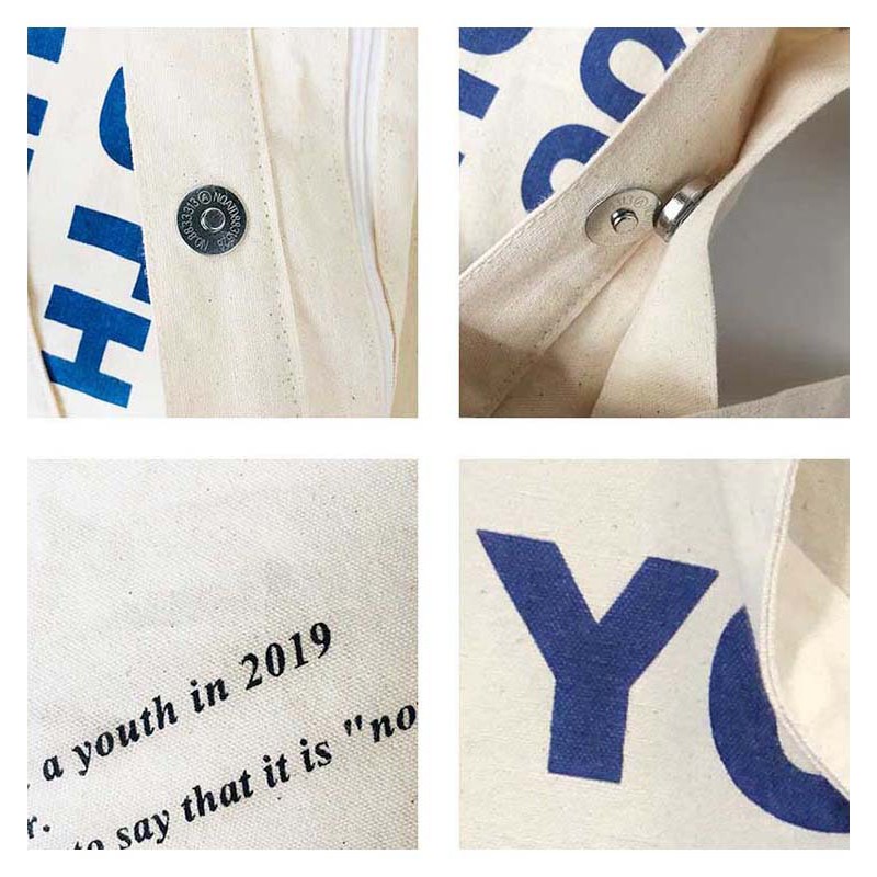 TC-10 tas canvas tote bag wanita import korea jepang simple besar youth